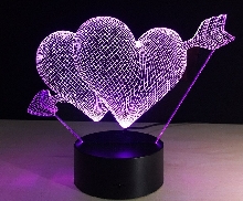 3D лампы - 3D лампа (светильник) «Сердечки»
