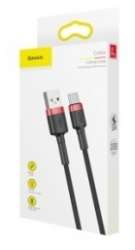 Кабели Baseus - Baseus cafule Cable USB For Type-C 3A 1M Red+Black