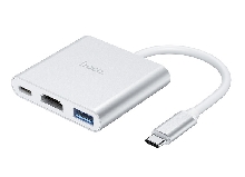 Зарядные устройства и кабели - Переходник/Адаптер HOCO HB14 Easy 3 в 1 Type-C - USB3.0  + Type-C + HDMI