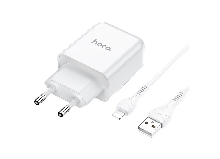 Зарядные устройства и кабели - З/у HOCO N2 Vigour single с Кабелем USB - Lightning, 2A, 10W, белый/черный