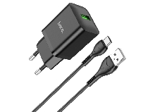 Зарядные устройства и кабели - З/у HOCO N26 Maxim 1xUSB с Кабелем USB - Type-C, 3.0A, 18W, черный/белый