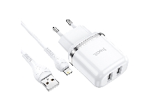 Зарядные устройства и кабели - Зарядное устройство HOCO N4 Aspiring 2xUSB с Кабелем USB - Lightning, 2.4A, 10.8W