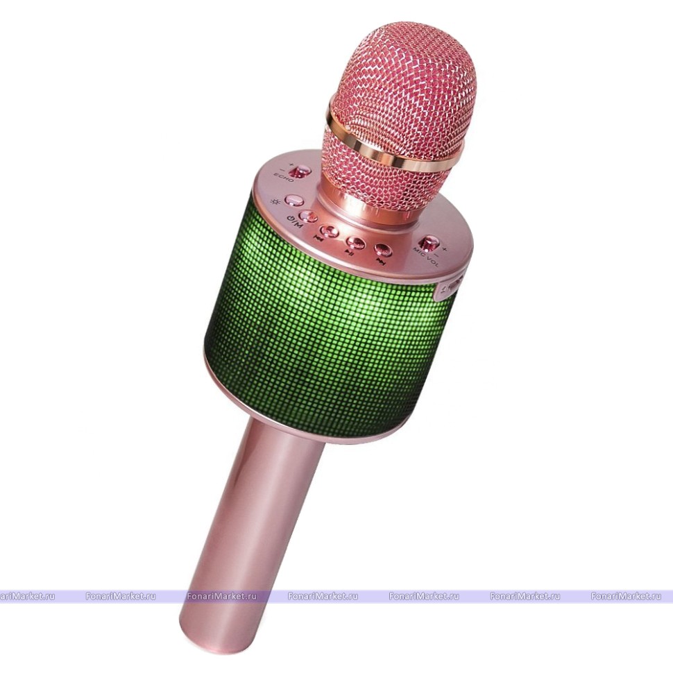 Караоке микрофоны - Караоке микрофон D03 с LED подсветкой Розовый