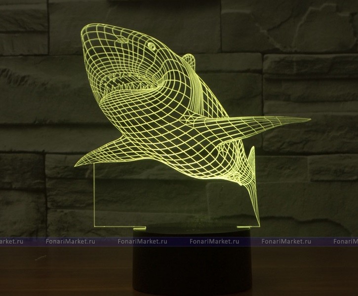 3D лампы - 3D лампа (светильник) «Акула»