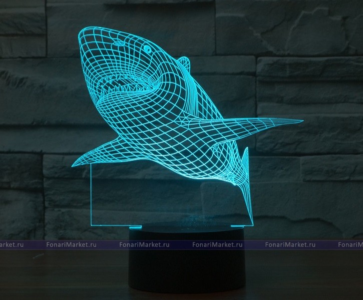 3D лампы - 3D лампа (светильник) «Акула»