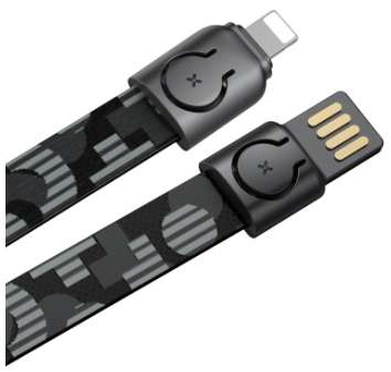 Кабели Baseus - Baseus Gold Collar lanyard Data Cable USB For IP 2.4A 85cm Stripe Black