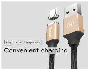 Кабели Baseus - Baseus New insnap series magnetic Cable For Type-C 1M Gold + Black
