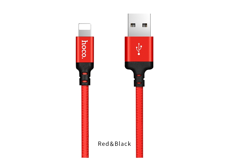 Зарядные устройства и кабели - Кабель USB HOCO X14 Times speed USB - Lightning 1 м, красный+черный