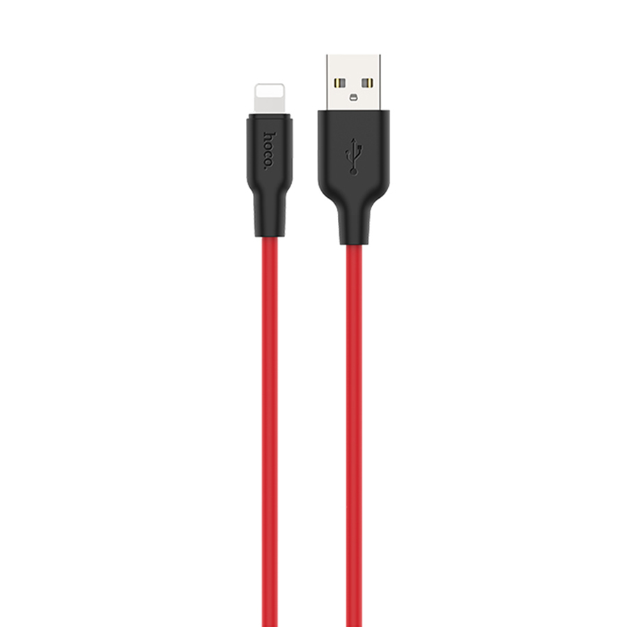 Зарядные устройства и кабели - Кабель USB HOCO X21 Plus Silicone USB - Lightning 1 м, белый/красный