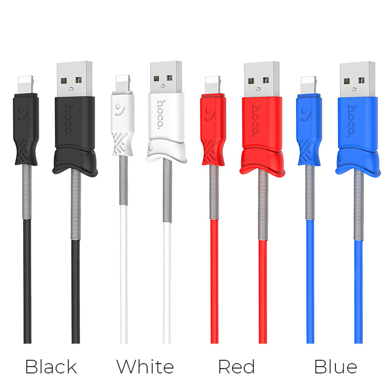 Зарядные устройства и кабели - Кабель USB HOCO X24 Pisces USB - Lightning, 2.4А, 1 м, черный/белый
