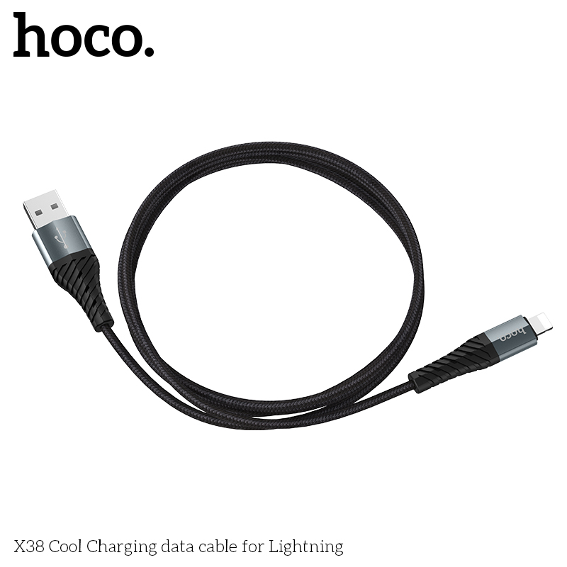 Зарядные устройства и кабели - Кабель USB HOCO X38 Cool Lightning, 2.4А, 1 м, черный