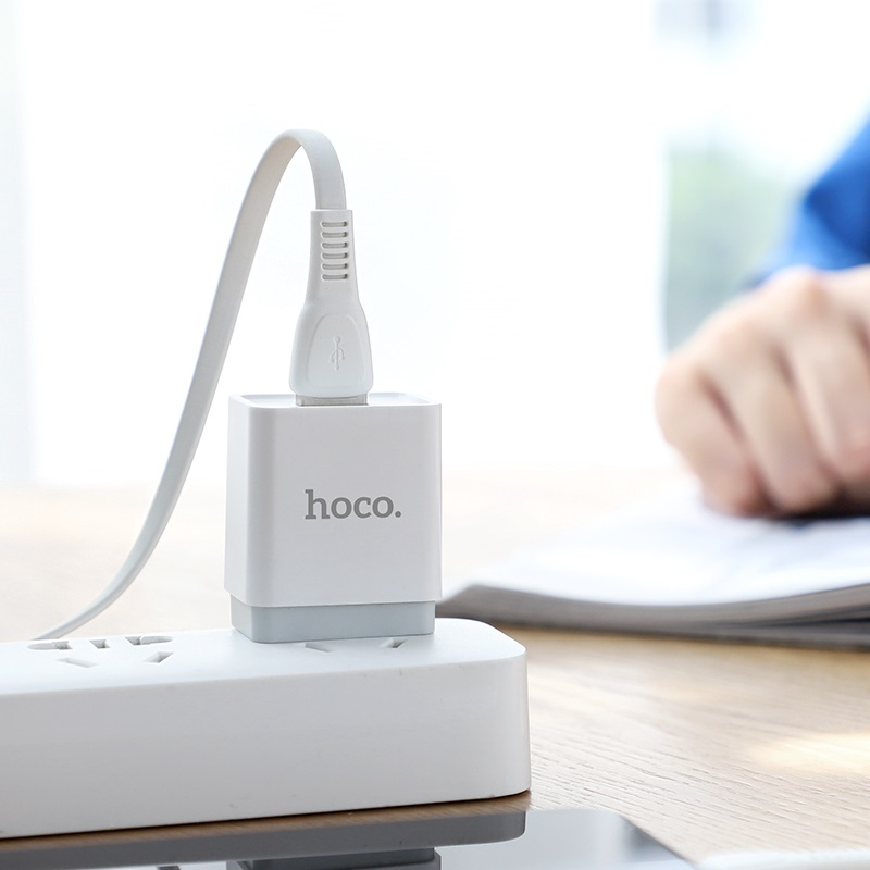 Зарядные устройства и кабели - Кабель USB HOCO X40 Noah Lightning, 2.4А, 1 м, белый/черный