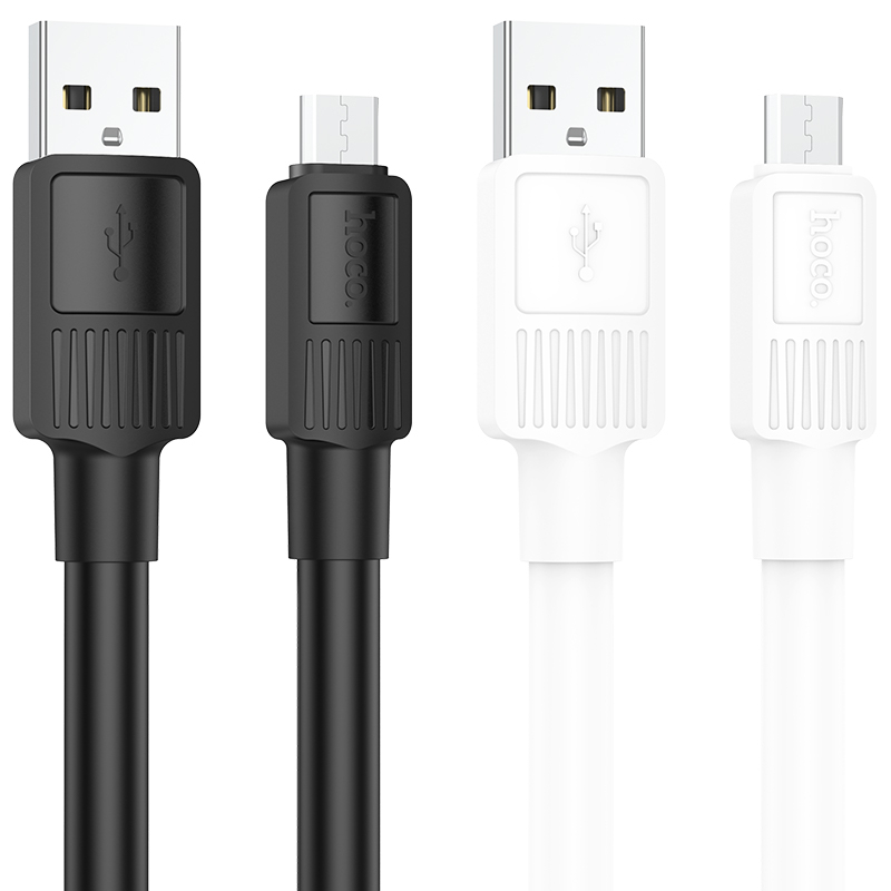 Зарядные устройства и кабели - Кабель HOCO X84 Solid USB - MicroUSB, 2.4А, 1 м, белый/черный