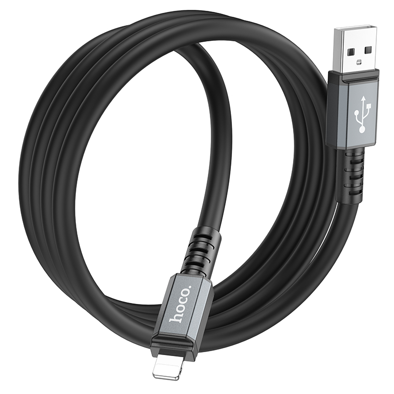 Зарядные устройства и кабели - Кабель HOCO X85 Strength USB - Lightning, 2.4А, 1 м, черный/белый