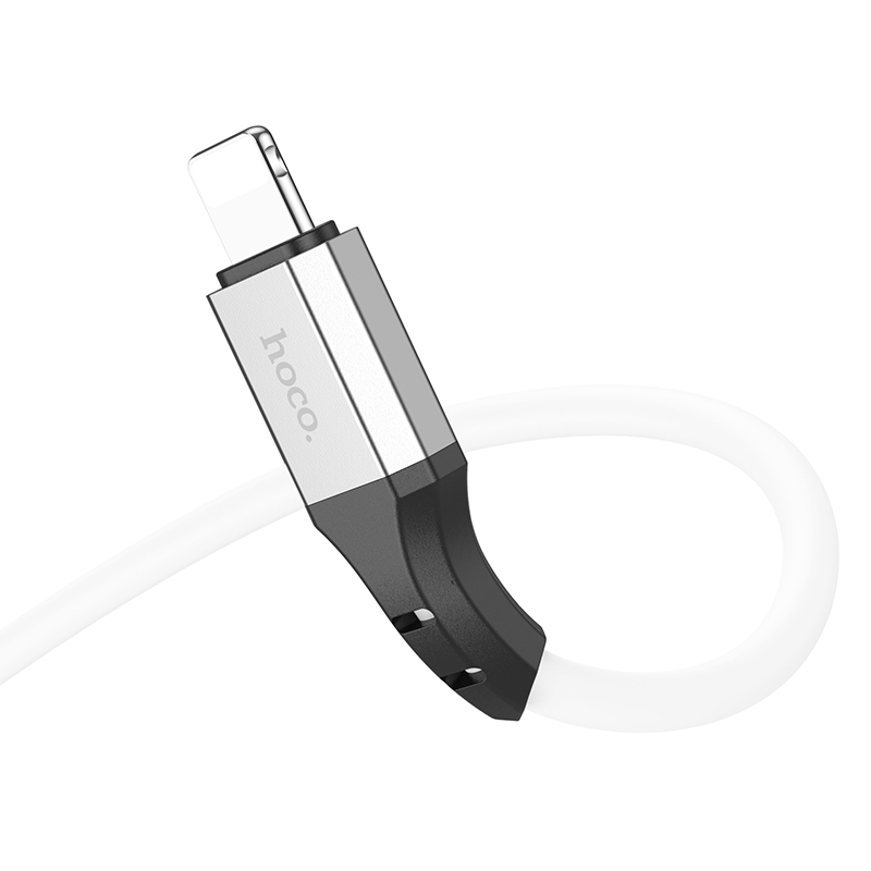 Зарядные устройства и кабели - Кабель HOCO X86 Spear silicone USB - Lightning, 2.4А, 1 м, белый