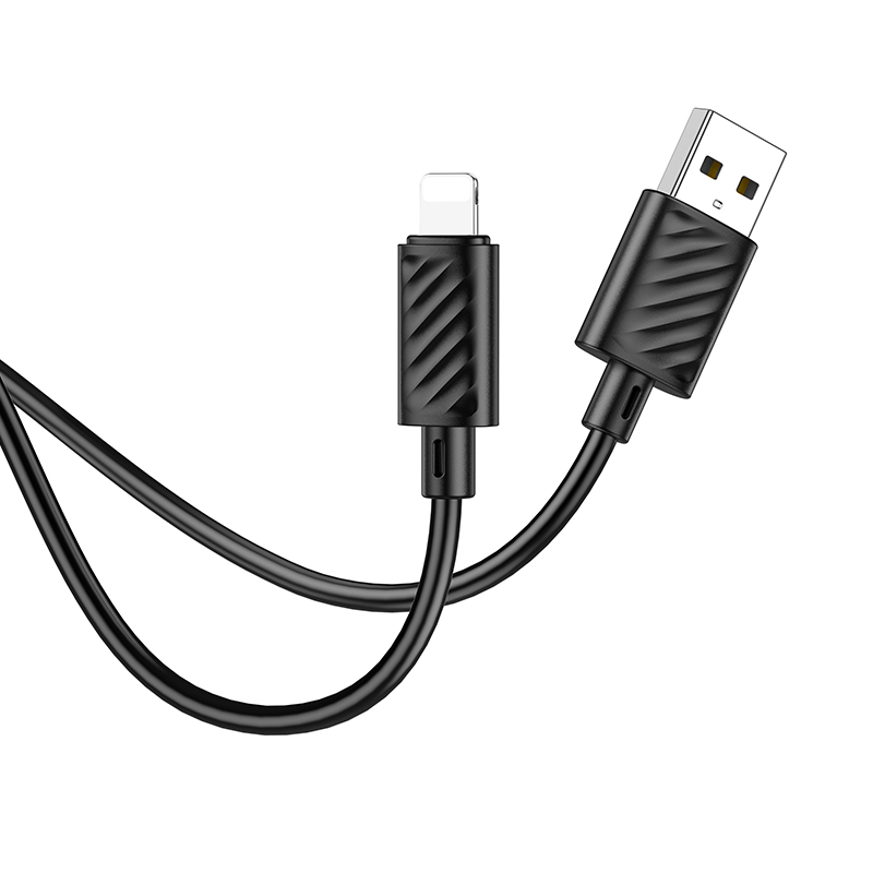 Зарядные устройства и кабели - Кабель HOCO X88 Gratified USB - Lightning, 2.4А, 1 м, черный/белый