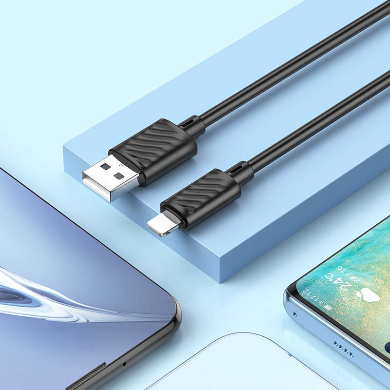 Зарядные устройства и кабели - Кабель HOCO X88 Gratified USB - Lightning, 2.4А, 1 м, черный/белый