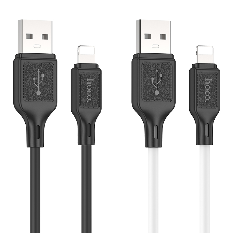 Зарядные устройства и кабели - Кабель HOCO X90 Cool USB - Lightning, 2.4А, 1 м, белый/черный