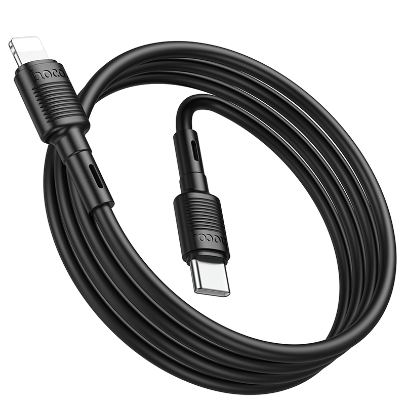 Зарядные устройства и кабели - Кабель USB-C HOCO X83 Victory Type-C - Lightning, 20W, 1 м, черный