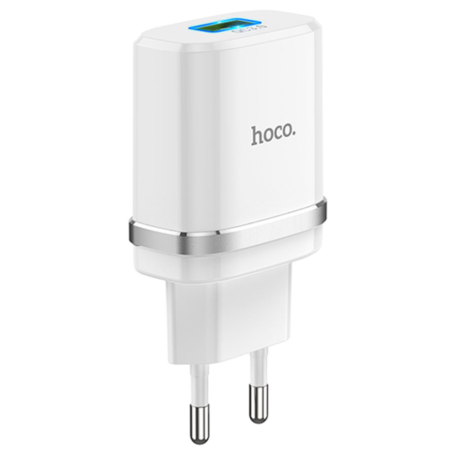 Зарядные устройства и кабели - Зарядное устройство HOCO C12Q Smart 1xUSB, 3A, 18W, черный/белый