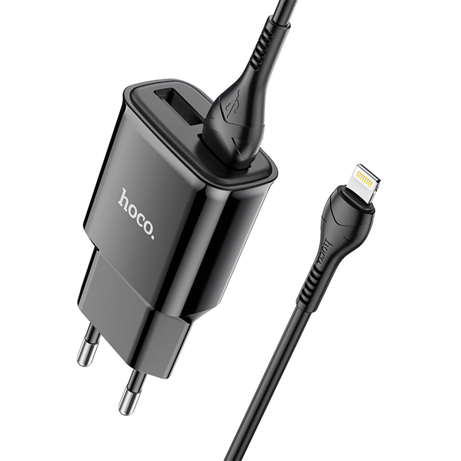 Зарядные устройства и кабели - Зарядное устройство HOCO C88A Star 2xUSB с Кабелем USB - Lightning, 2.4A, 10.8W белый/черный