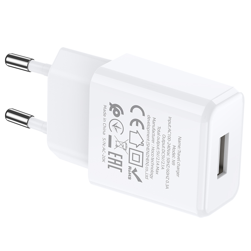 Зарядные устройства и кабели - Зарядное устройство HOCO N9 Especial 1xUSB с Кабелем USB - Lightning, 2.1A, 10W