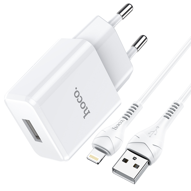 Зарядные устройства и кабели - Зарядное устройство HOCO N9 Especial 1xUSB с Кабелем USB - Lightning, 2.1A, 10W