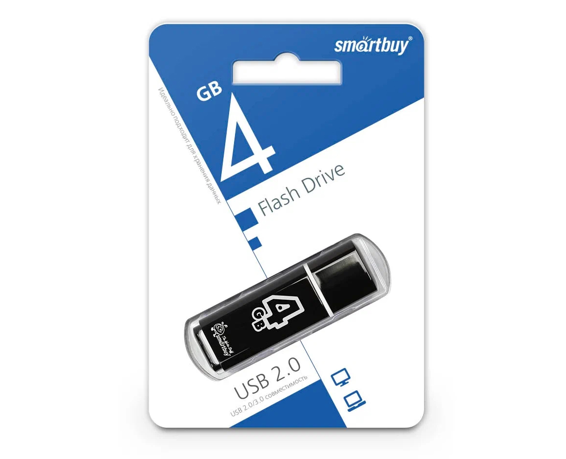 Флешки - Флешка USB 2.0 SmartBuy Glossy 4GB
