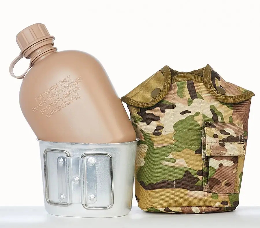 Снаряжение и экипировка - Фляга армейская с котелком в чехле 1л летний камуфляж (мультикам)