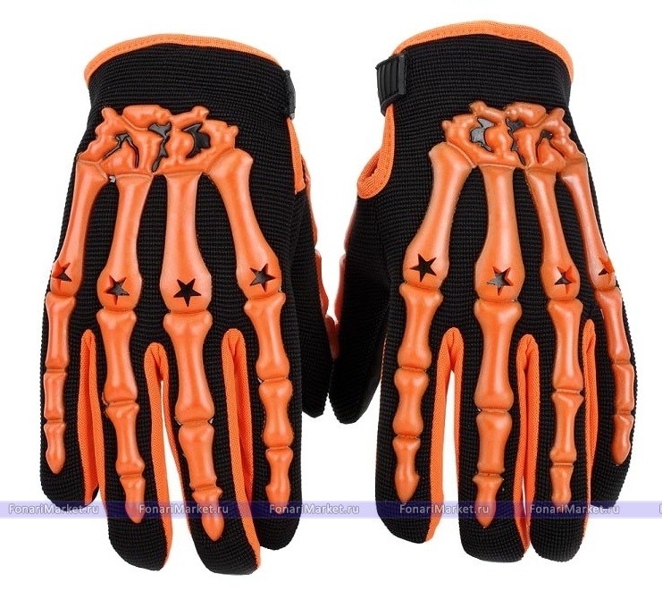 Перчатки - Байкерские перчатки Pro-Biker «Оранжевые кости»