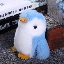 Меховые брелки - Брелок - Пингвин из натурального меха Кролика 14 см. Синий