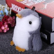 Меховые брелки - Брелок - Пингвин из натурального меха Кролика 14 см. Серый