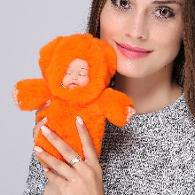 Меховые брелки - Брелок - Кукла из искусственного меха Кролика 18 см. Оранжевый
