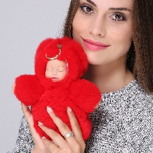 Меховые брелки - Брелок - Кукла из искусственного меха Кролика 18 см. Красный