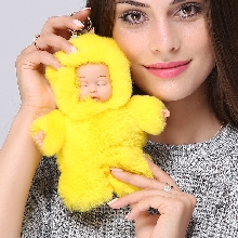 Меховые брелки - Брелок - Кукла из искусственного меха Кролика 18 см. Жёлтый