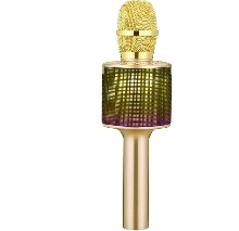 Караоке микрофоны - Караоке микрофон D03 с LED подсветкой Золотой