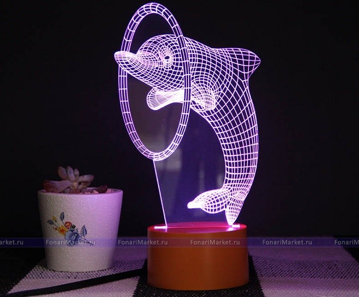 3D лампы - 3D лампа (светильник) «Дельфин»