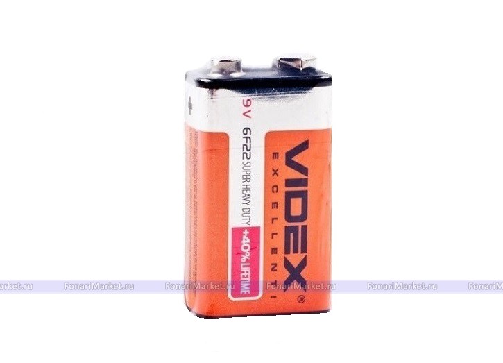Батарейки и аккумуляторы - Батарейка Videx Крона 9V (6F22)