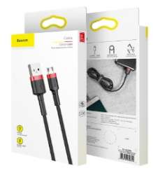 Кабели Baseus - Baseus cafule Cable USB For Micro 2.4A 1M Gray + Black