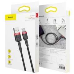 Кабели Baseus - Baseus cafule Cable USB For Type-C 3A 1M Red + Red