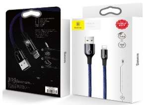 Кабели Baseus - Baseus C-shaped Light Intelligent power-off Cable USB For Type-C 3A 1M Black