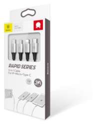 Кабели Baseus - Baseus Rapid Series 3-in-1 Cable Micro + Lightning + Type-C 3A 1.2M Red