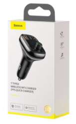 Автомобильные зарядки Baseus - Baseus T typed Wireless MP3 charger with car holder（PPS Quick Charger）Black