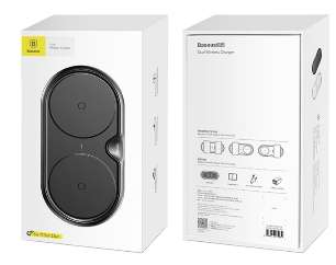 Беспроводные зарядки Baseus - Baseus Dual Wireless Charger Black (With white EU Quick 3.0 Wall Charger&Cable as gift)
