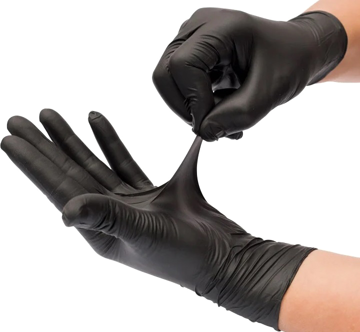 Медицинские маски - Перчатки медицинские Нитриловые Household Gloves чёрные