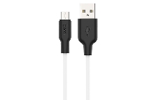 Зарядные устройства и кабели - Кабель USB HOCO X21 Plus Silicone USB - MicroUSB 1 м, белый+черный