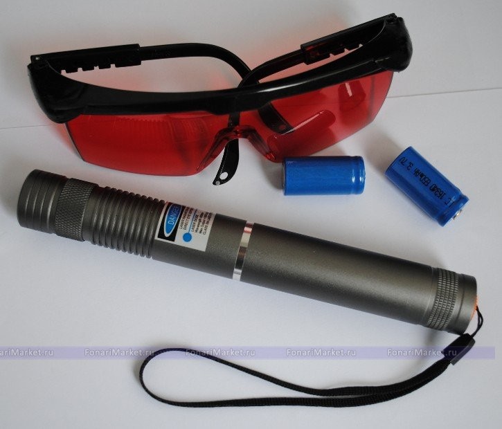 Лазерные указки - Синяя лазерная указка 10000mW DANGER + защитные очки