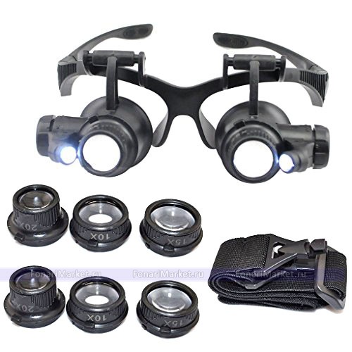 Лупы - Лупа-очки бинокулярная 25.0Х с подсветкой MG9892-G