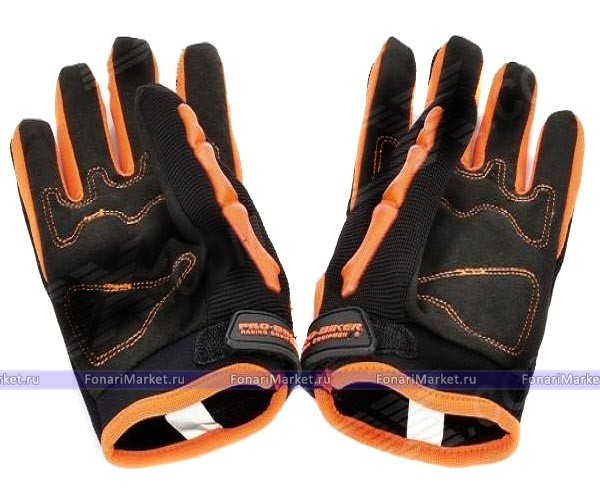 Перчатки - Байкерские перчатки Pro-Biker «Оранжевые кости»