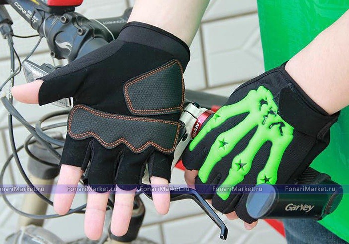 Перчатки - Велосипедные перчатки Pro-Biker «Зеленые кости»